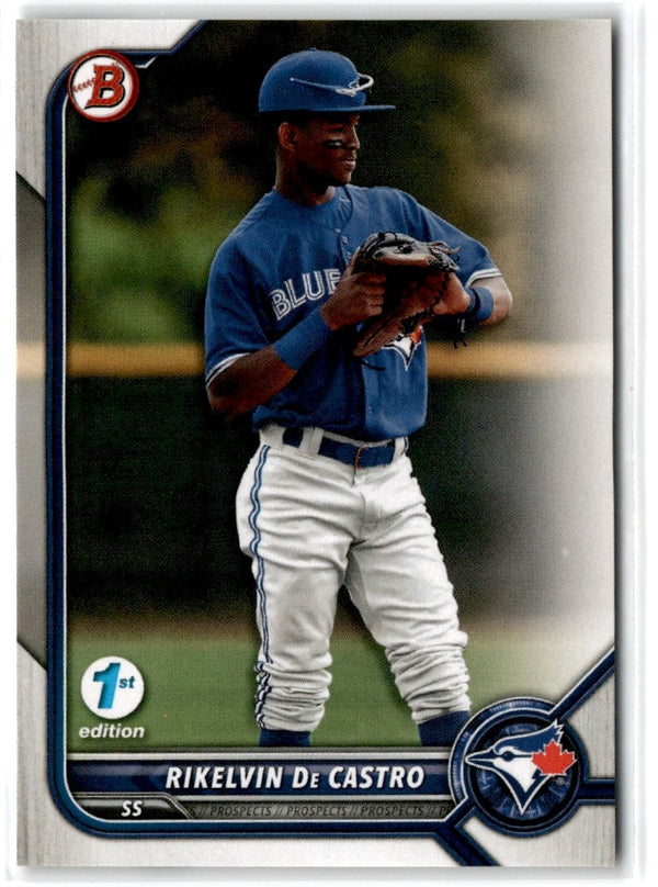 2022 Bowman 1st Edition Sky Blue Foil Rikelvin De Castro #BPPF-25