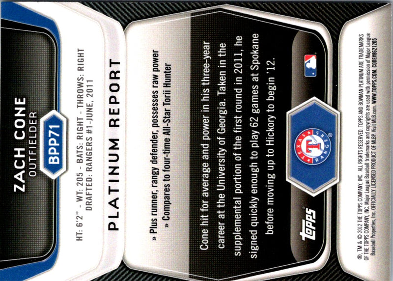 2012 Bowman Platinum Prospects Zach Cone