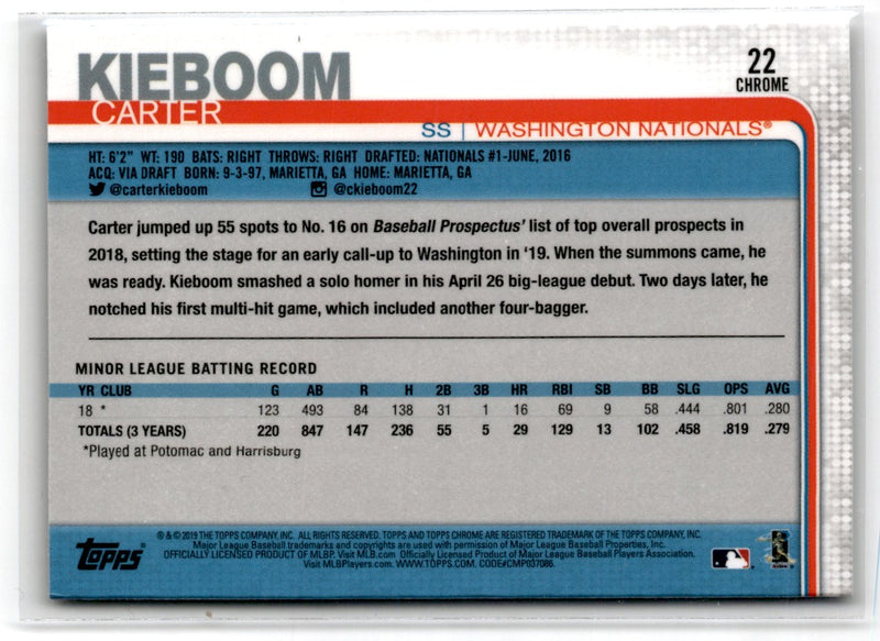 2019 Topps Chrome Update Edition Carter Kieboom