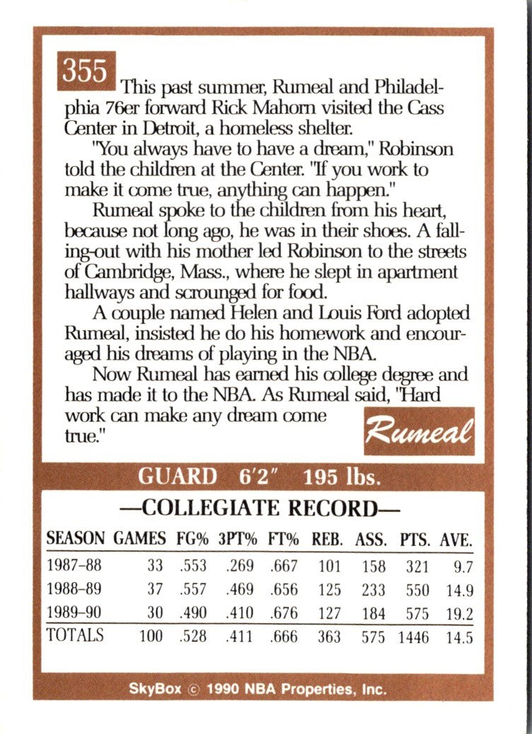 1990 SkyBox Rumeal Robinson