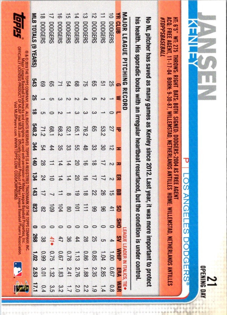 2019 Topps On-Demand Mini Kenley Jansen