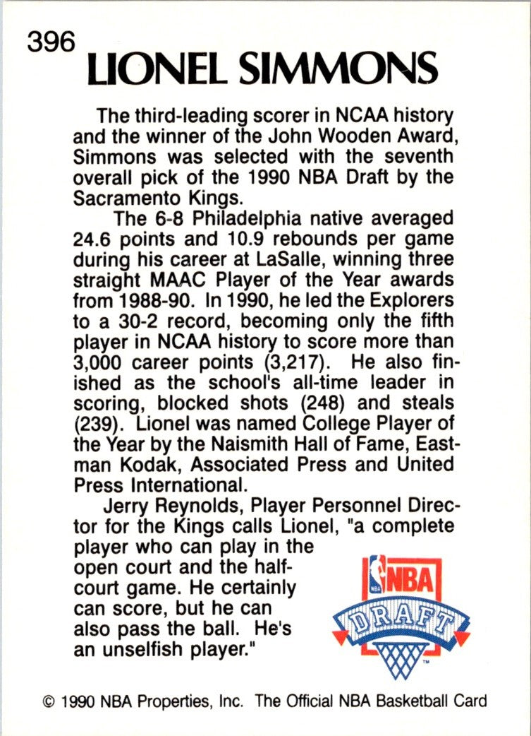 1990 Hoops Lionel Simmons