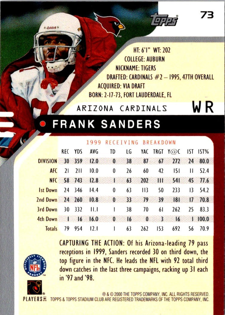 2000 Stadium Club Frank Sanders