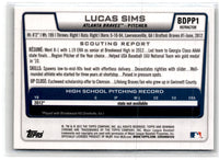 2012 Bowman Draft Picks & Prospects Chrome Lucas Sims #BDPP1
