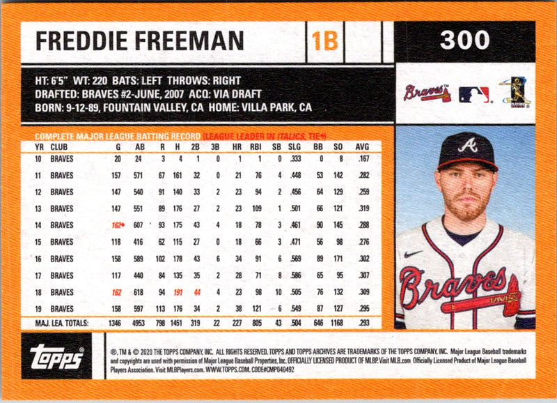 2020 Topps Archives Freddie Freeman