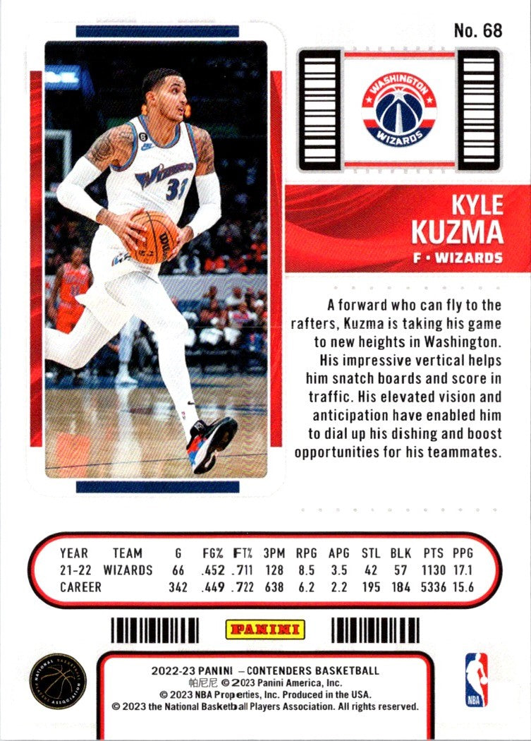 2022 Panini Contenders Season Ticket Kyle Kuzma