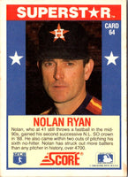 1989 Score Baseball's 100 Hottest Players Nolan Ryan #64