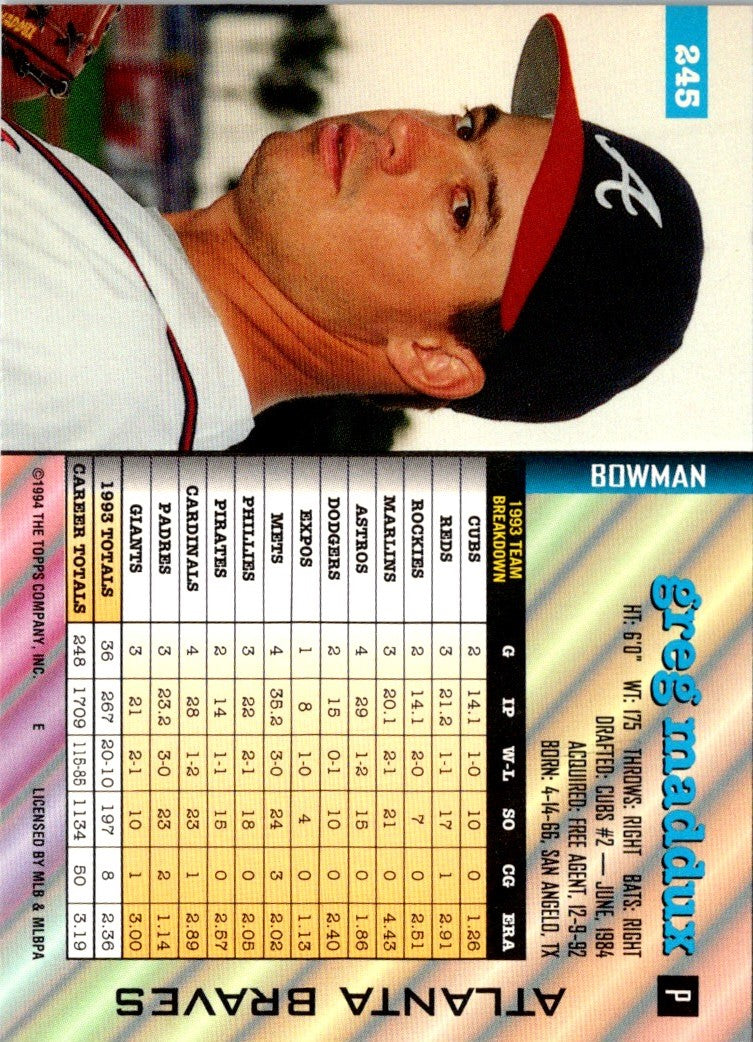 1994 Bowman Greg Maddux