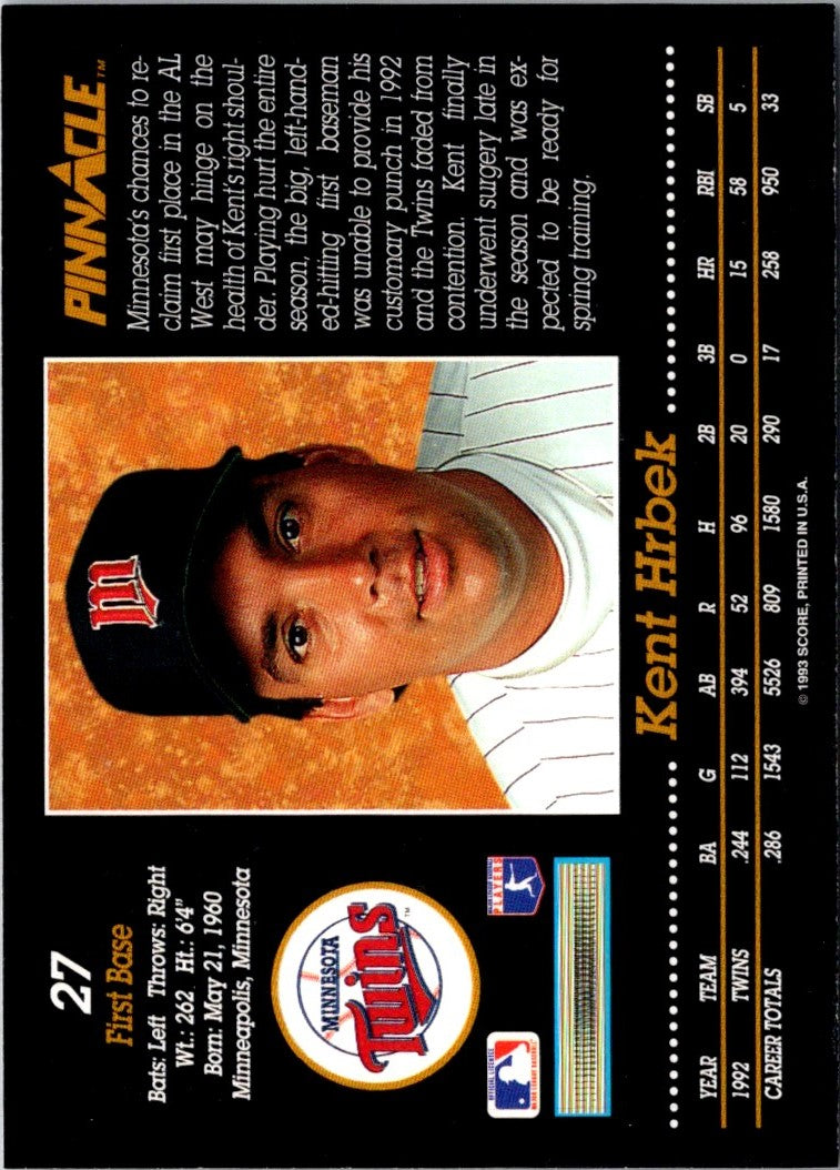1993 Pinnacle Kent Hrbek