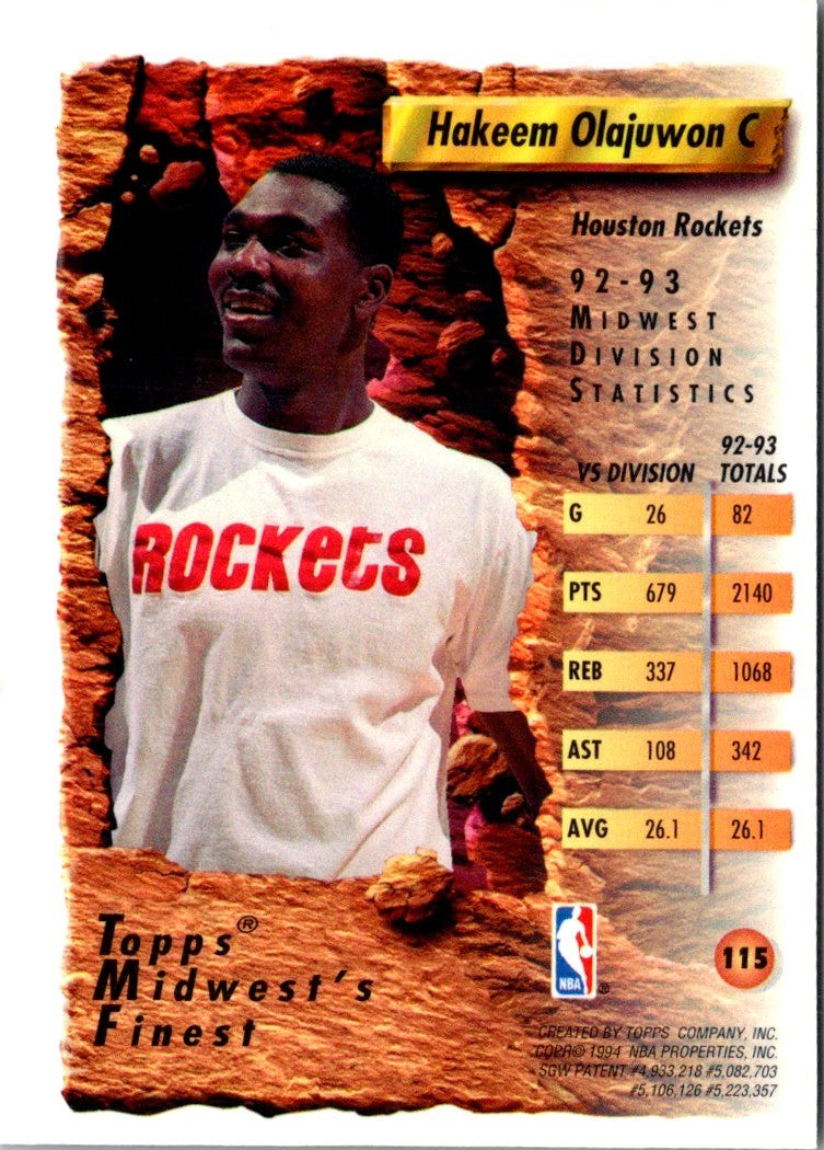 1993 Panini Stickers Hakeem Olajuwon