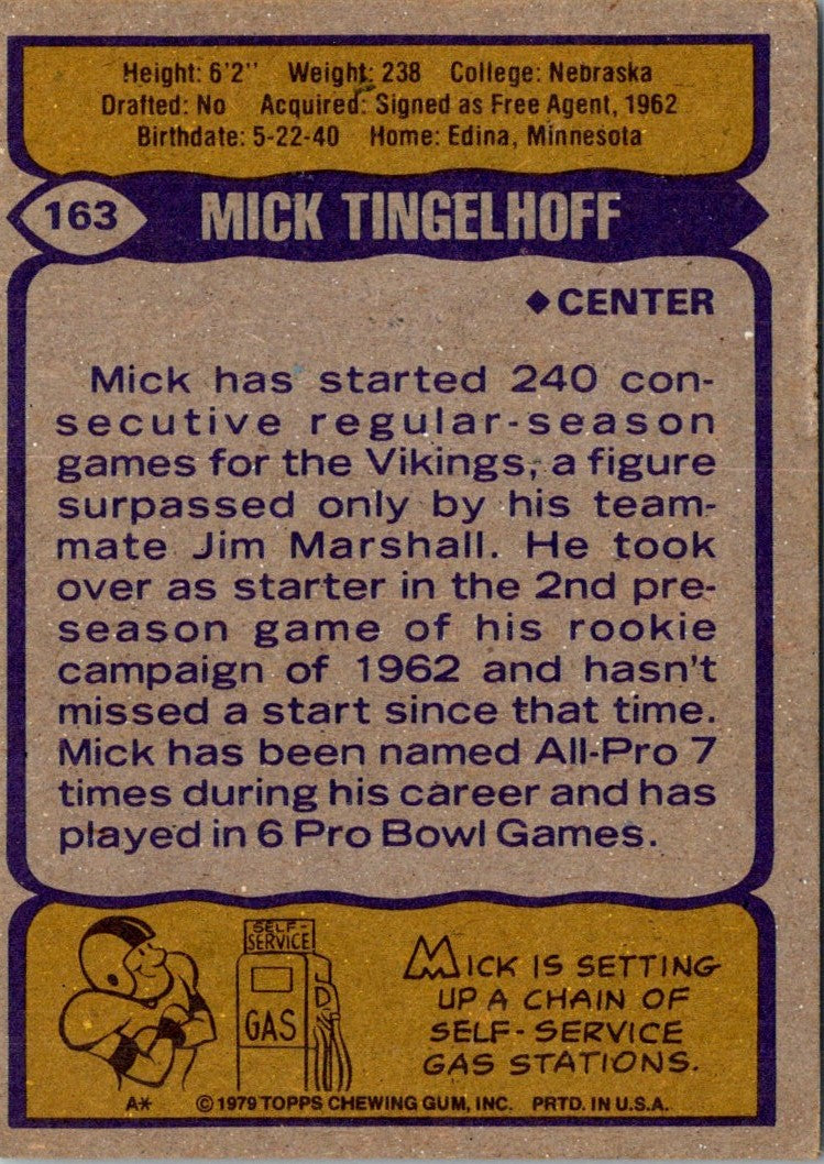 1979 Topps Mick Tingelhoff