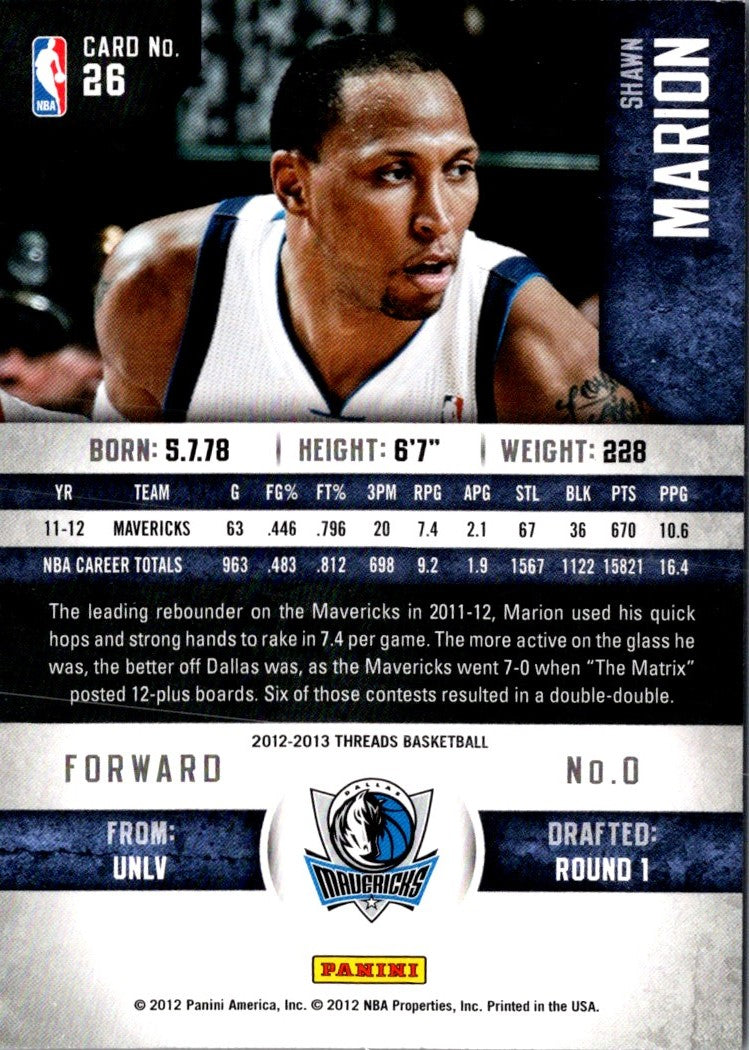 2012 Panini Threads Shawn Marion