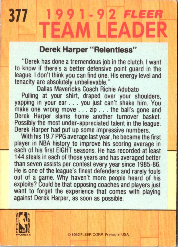 1991 Fleer Derek Harper