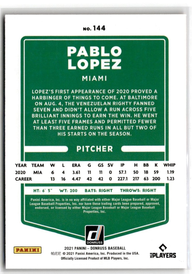 2021 Donruss Holo Red Pablo Lopez