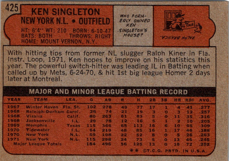 1972 Topps Ken Singleton