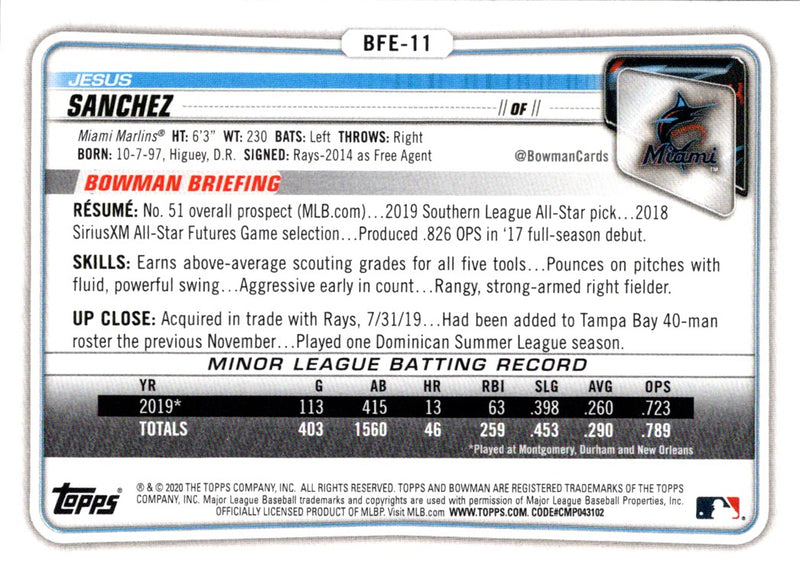 2020 Bowman 1st Edition Jesus Sanchez