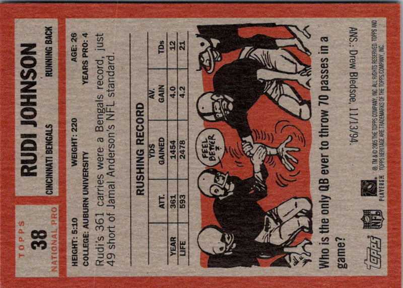 2005 Topps Heritage Rudi Johnson