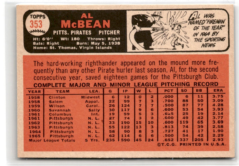 1966 Topps Al McBean