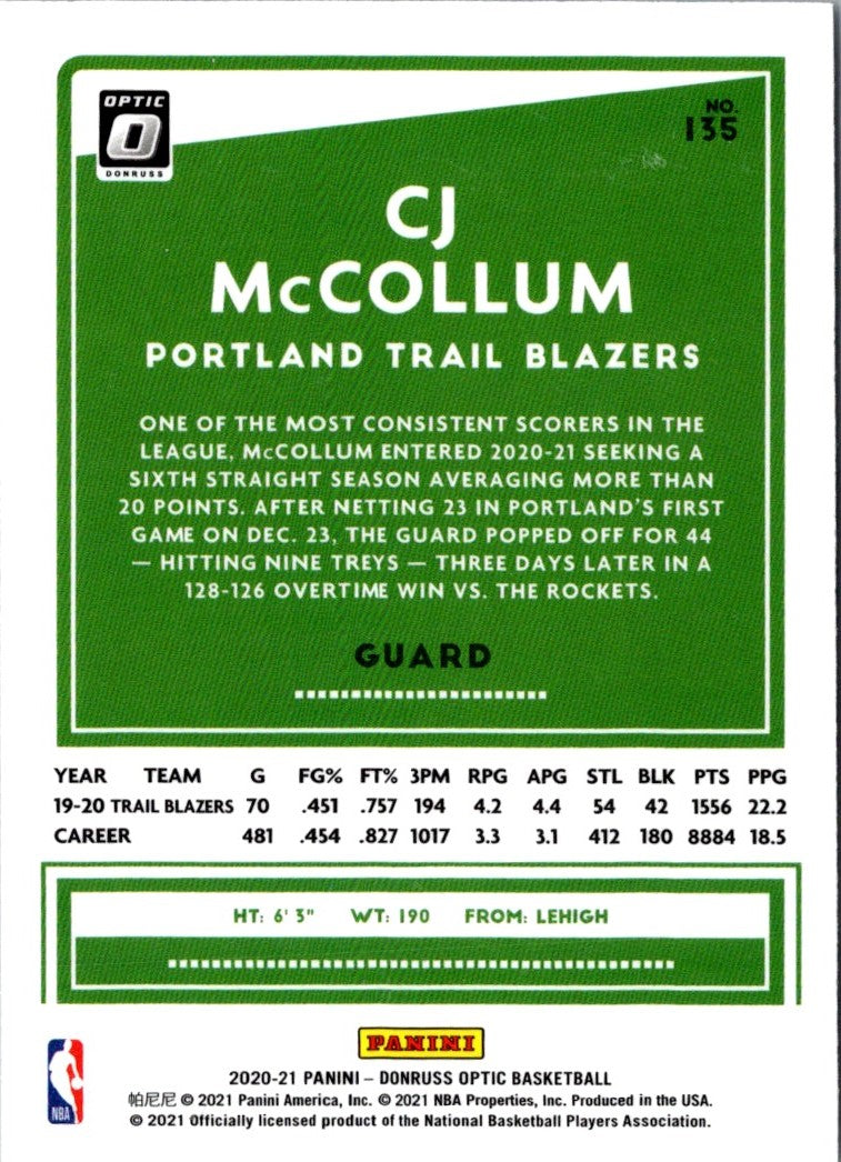 2020 Donruss Optic CJ McCollum