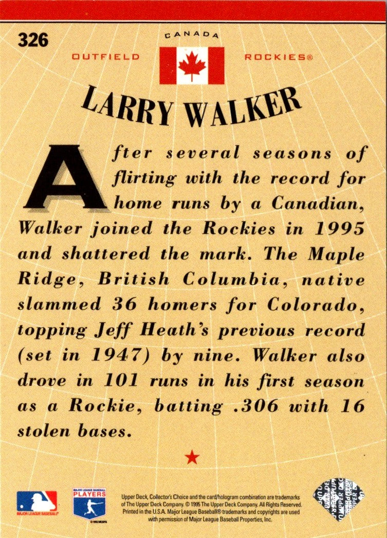 1996 Collector's Choice Silver Signature Larry Walker