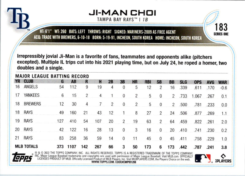 2022 Topps Blue Ji-Man Choi