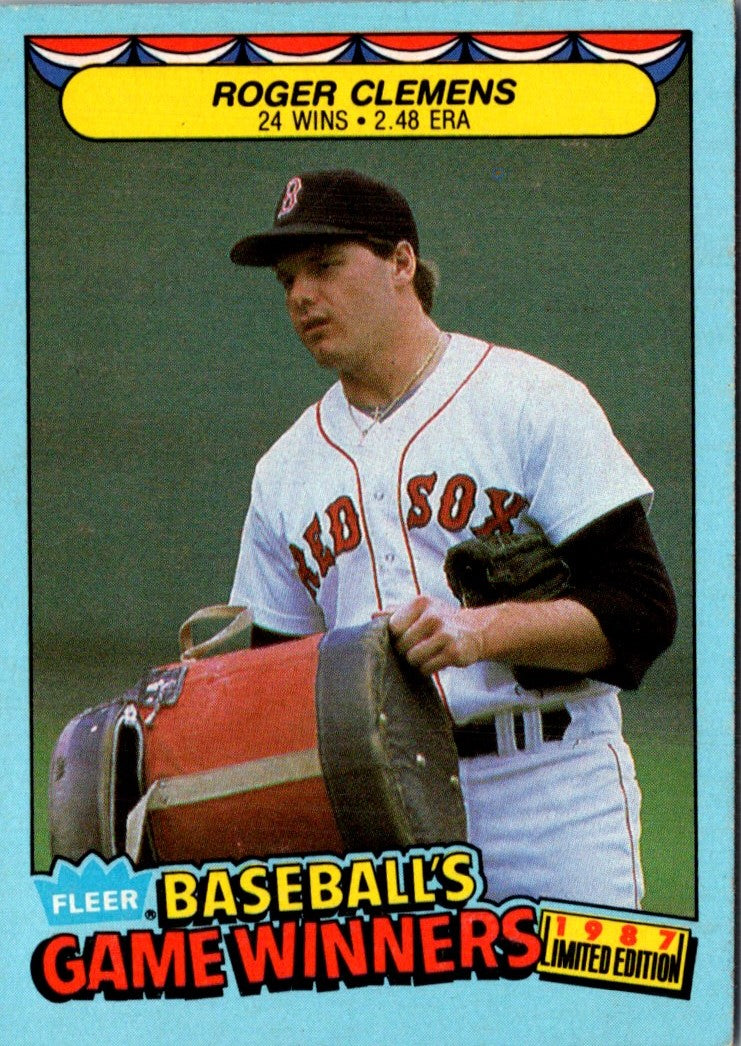 1987 Fleer Game Winners Roger Clemens