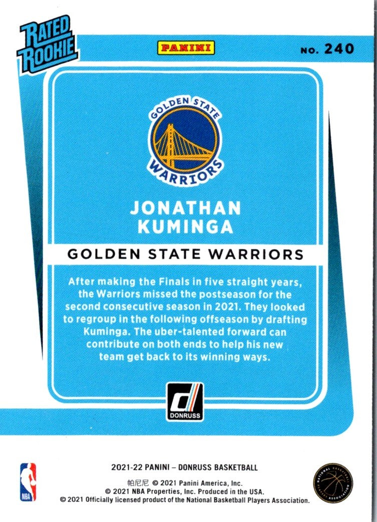 2021 Donruss Rated Rookies Jonathan Kuminga