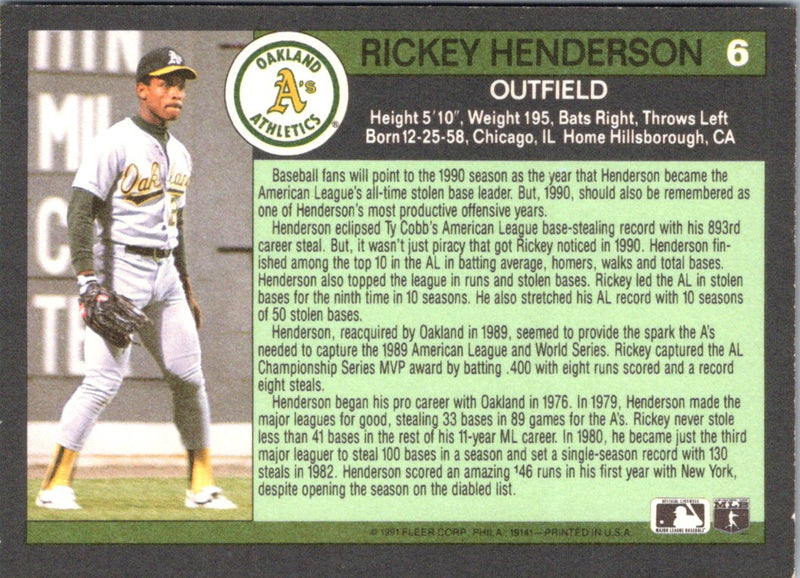 1991 Fleer All-Stars Rickey Henderson