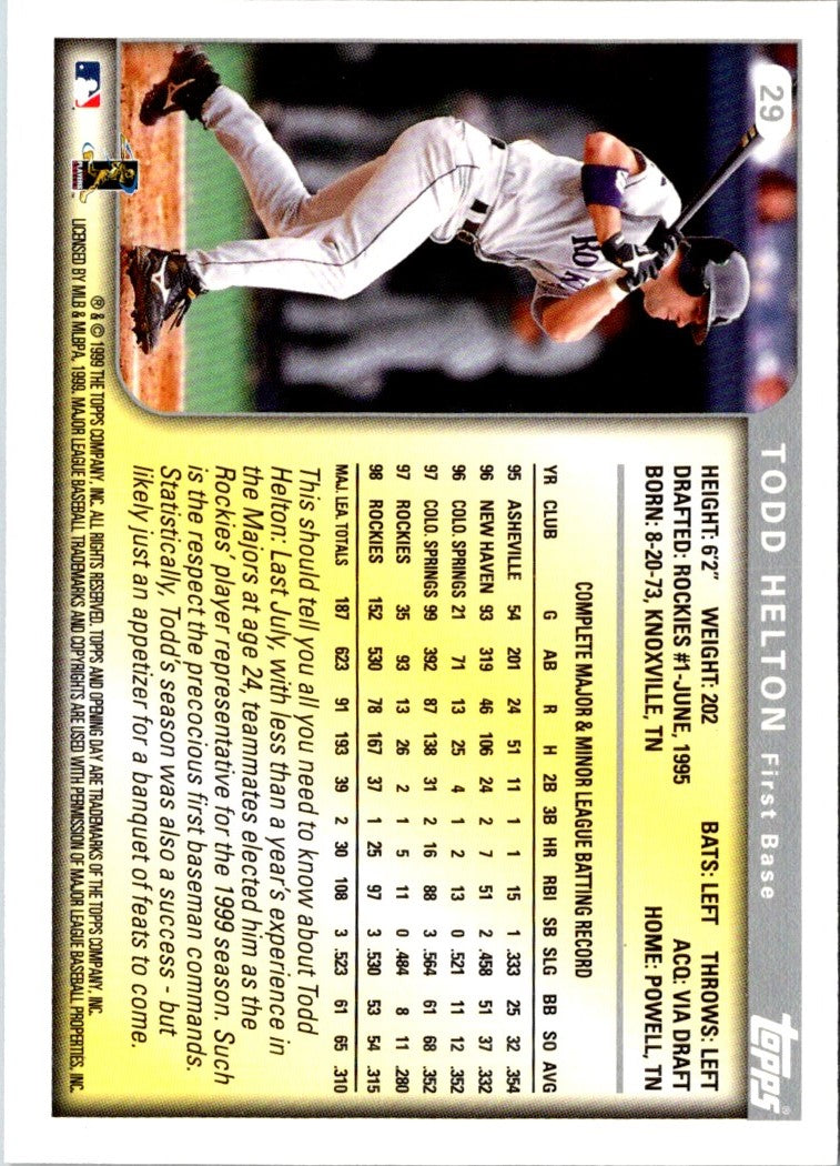 1999 Topps Opening Day Todd Helton