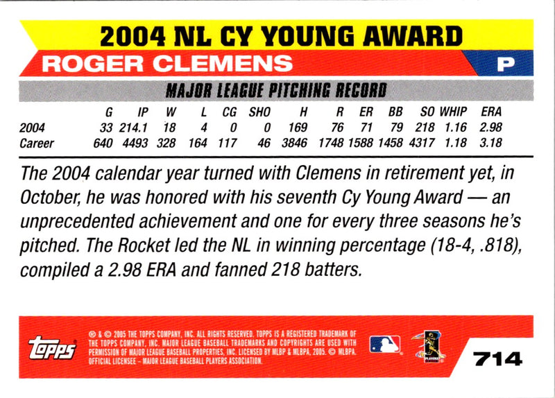 2005 Topps Roger Clemens