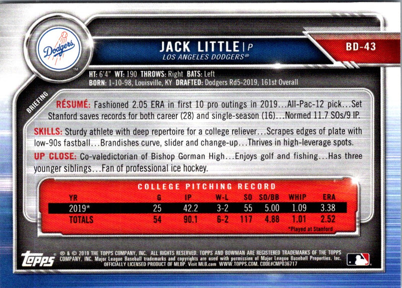 2019 Bowman Draft Jack Little