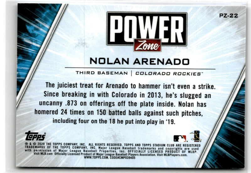 2020 Stadium Club Power Zone Nolan Arenado