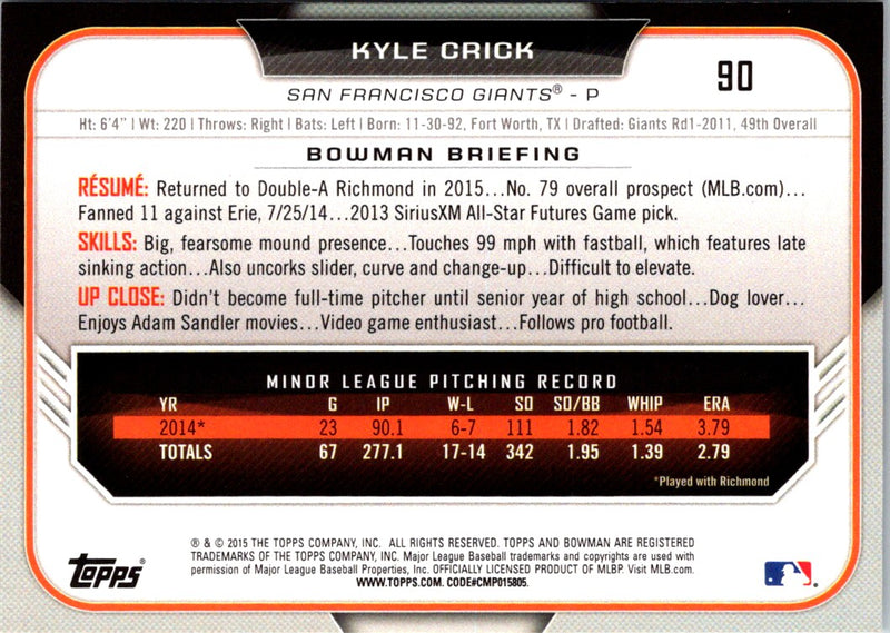 2015 Bowman Draft Picks & Prospects Kyle Crick