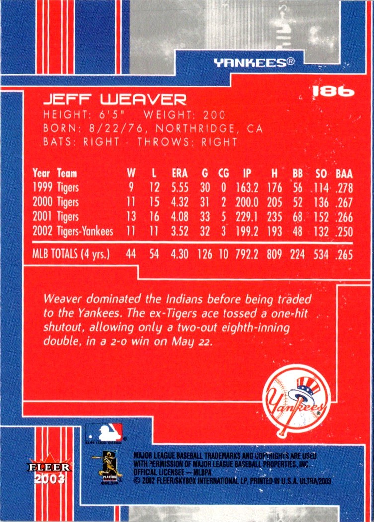 2003 Ultra Jeff Weaver