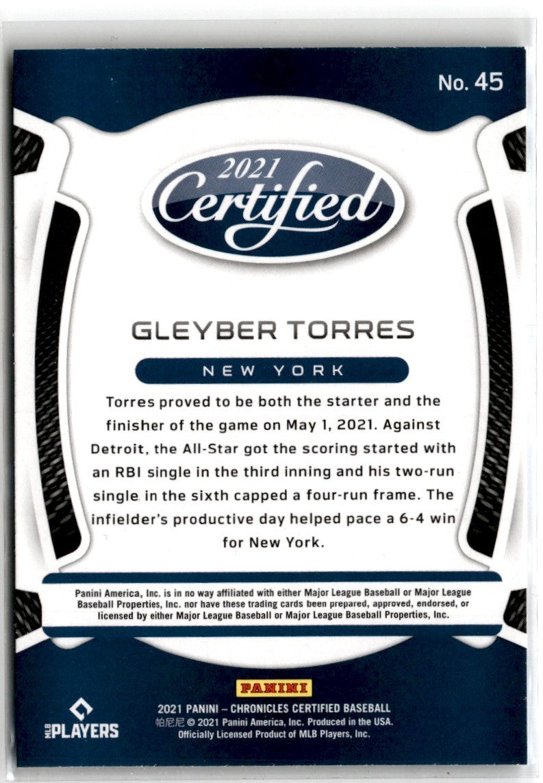 2021 Panini Chronicles Certified Gleyber Torres