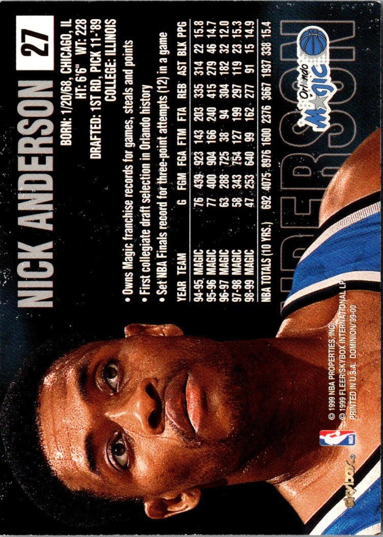 1999 SkyBox Dominion Nick Anderson