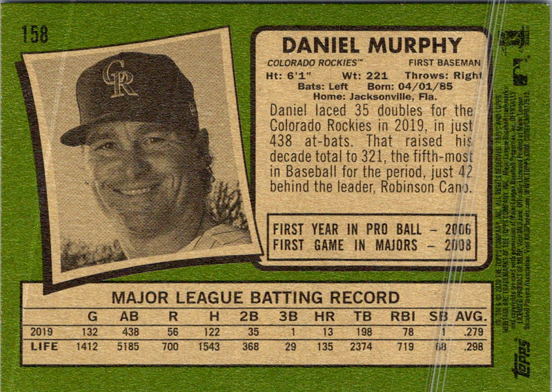 2020 Topps Heritage Daniel Murphy