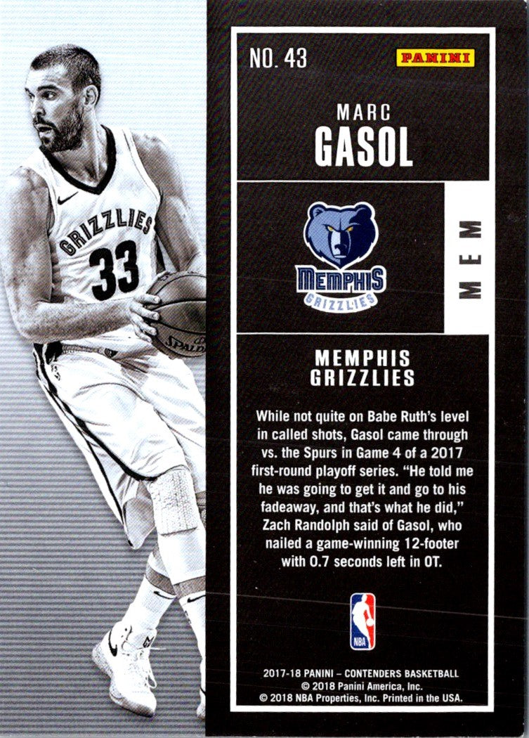 2018 Panini Absolute Memorabilia Marc Gasol