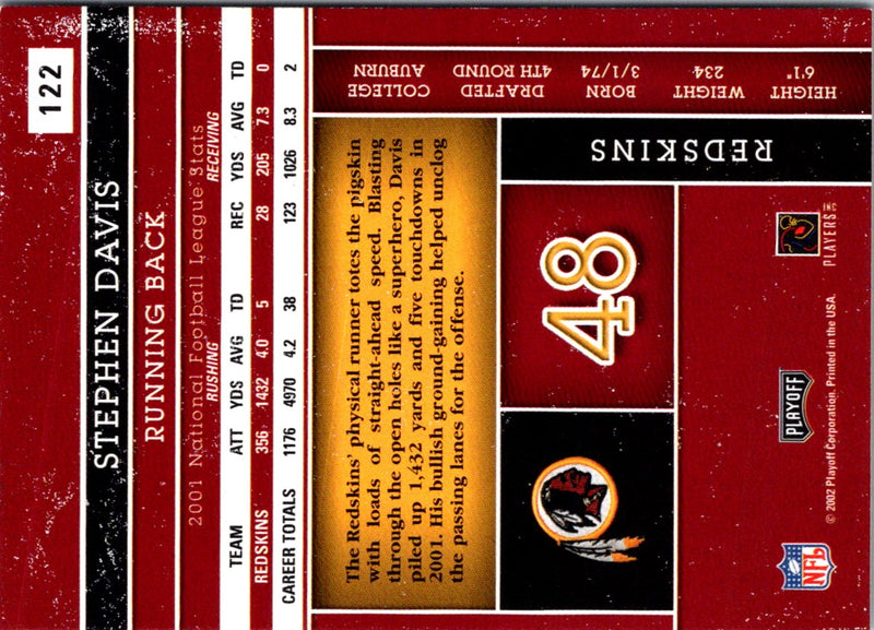 2002 Playoff Absolute Memorabilia Stephen Davis