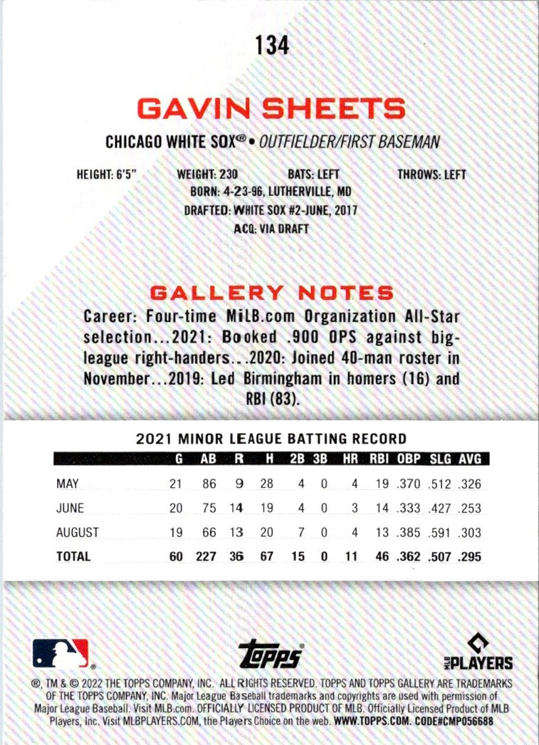 2022 Topps Gallery Gavin Sheets