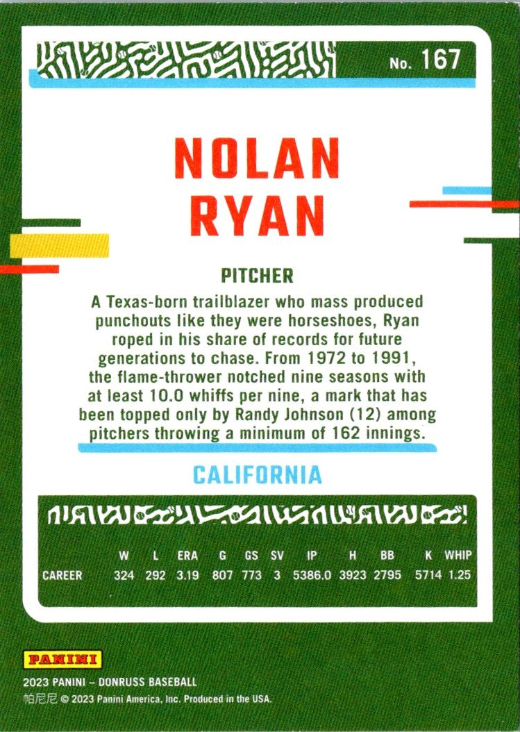 2023 Donruss Holo Blue Nolan Ryan