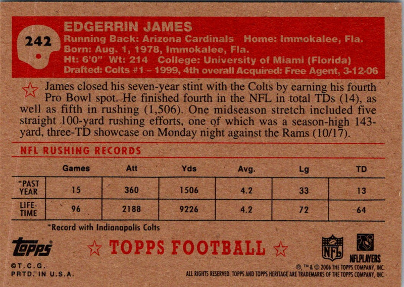 2006 Topps Heritage Edgerrin James