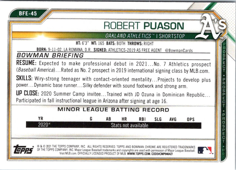 2021 Bowman 1st Edition Robert Puason