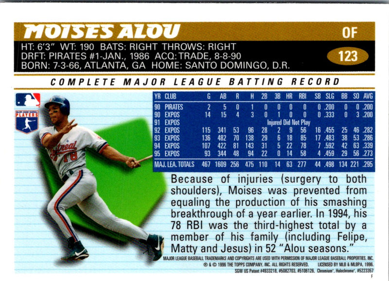 1996 Topps Chrome Moises Alou