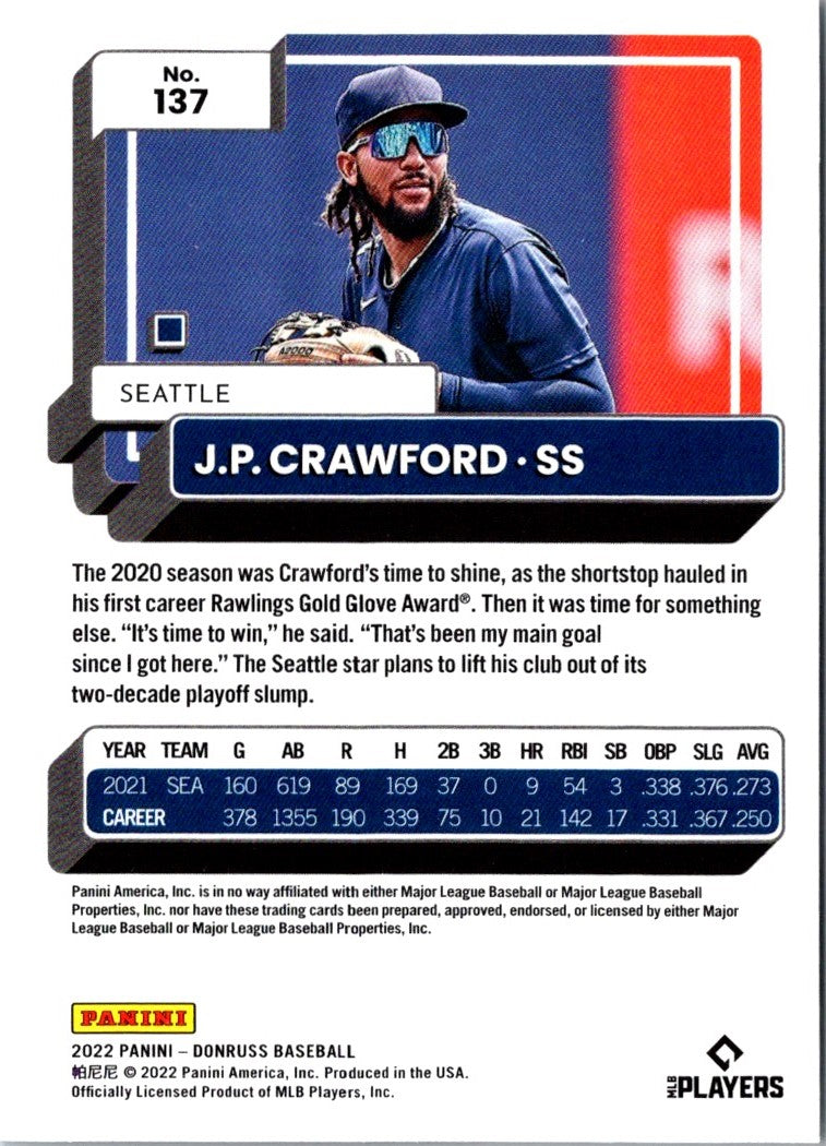 2022 Donruss Holo Blue J.P. Crawford