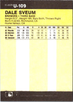 1986 Fleer Update Dale Sveum #U-109