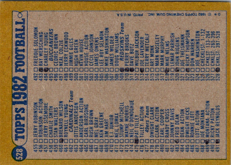 1982 Topps Checklist 397-528