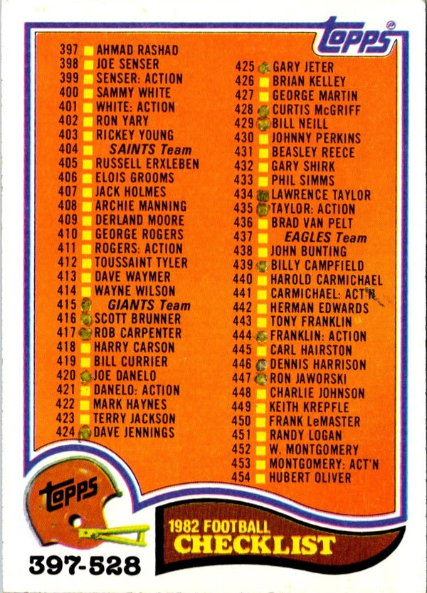 1982 Topps Checklist 397-528 #528