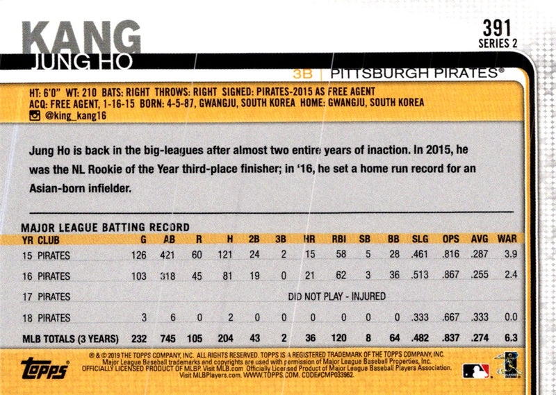 2019 Topps Jung Ho Kang