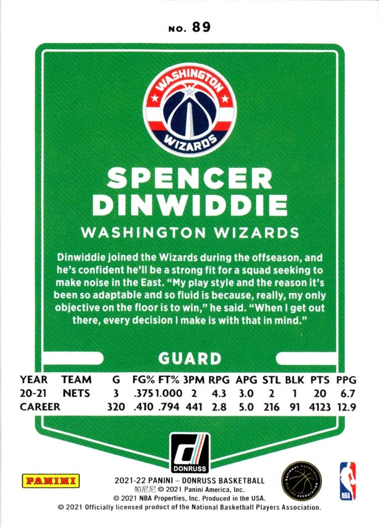 2021 Donruss Holo Red and Gold Laser Spencer Dinwiddie